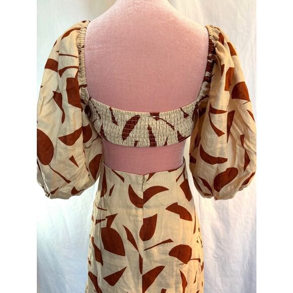 NWOT ASTR the Label Heather Dress Linen Rust Abstract Lined Open Waist XS - Picture 8 of 13